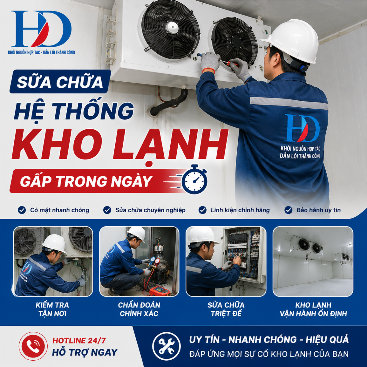 sửa chữa hệ thống kho lạnh gấp trong ngày