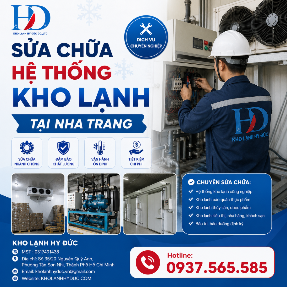 sửa chữa hệ thống kho lạnh tại nha trang