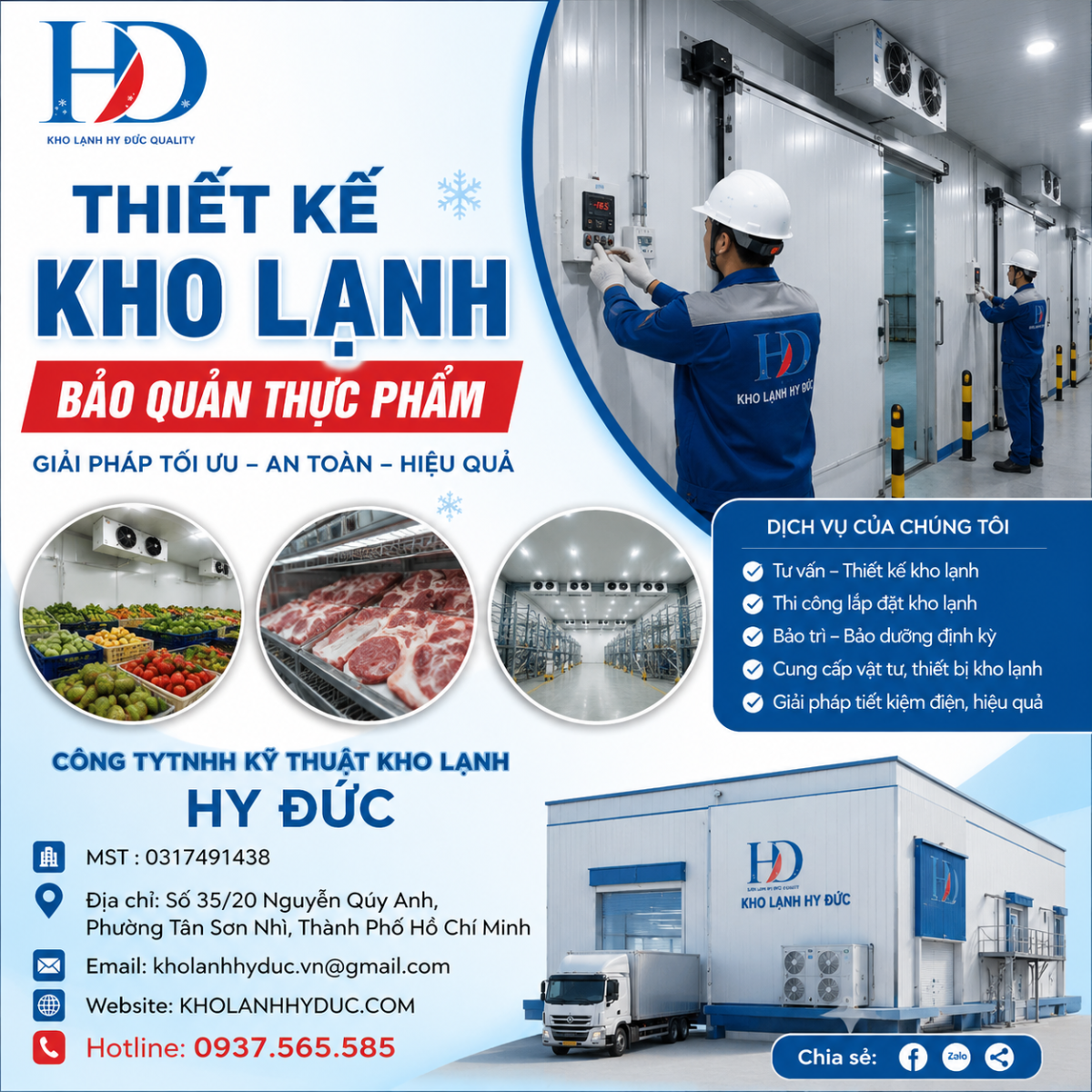 thiết kế kho lạnh bảo quản thực phẩm